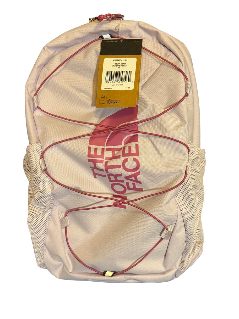 NWT The North Face Youth Court Jester Backpack - 24.6L, Lavender/RedVLT Booksack